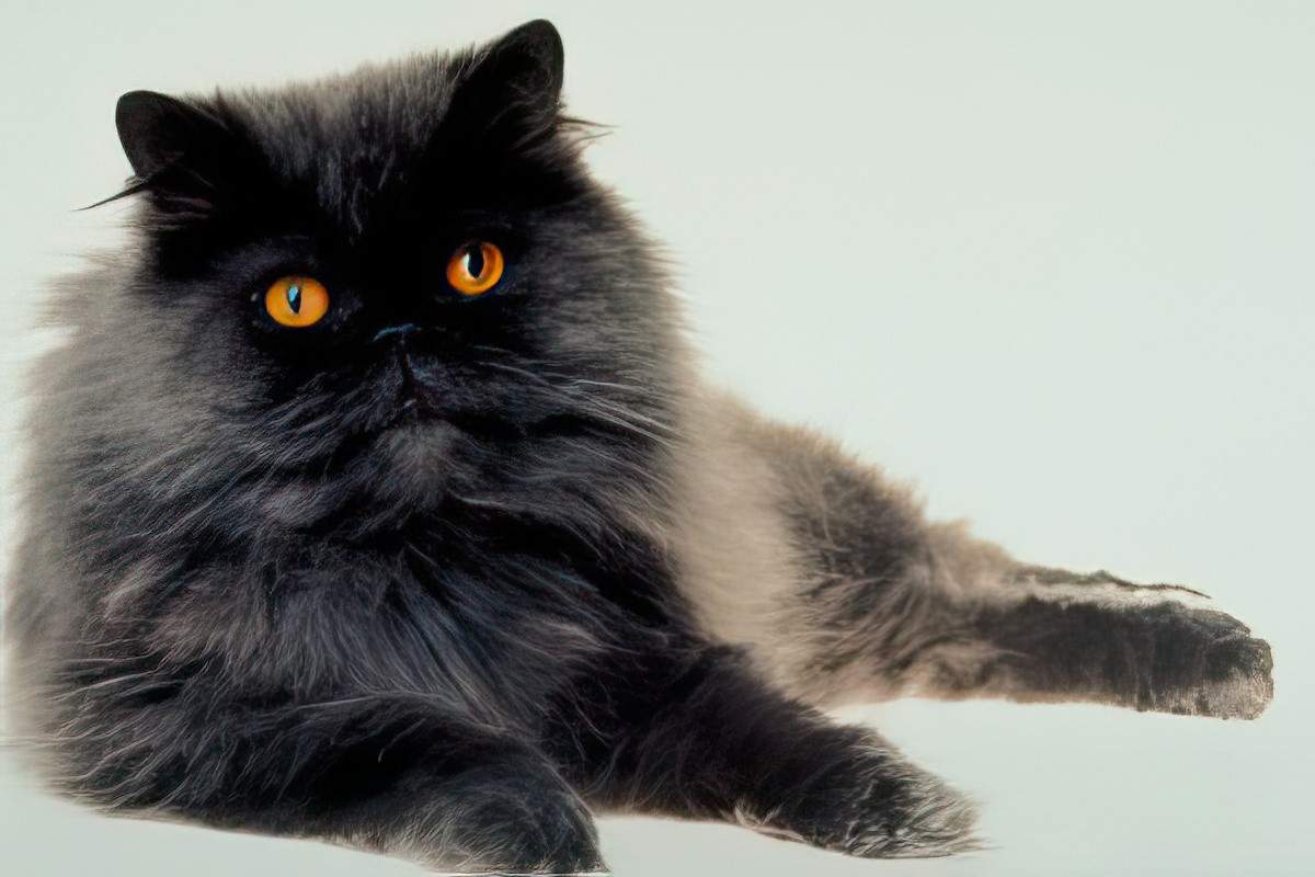 A black cat with orange eyes