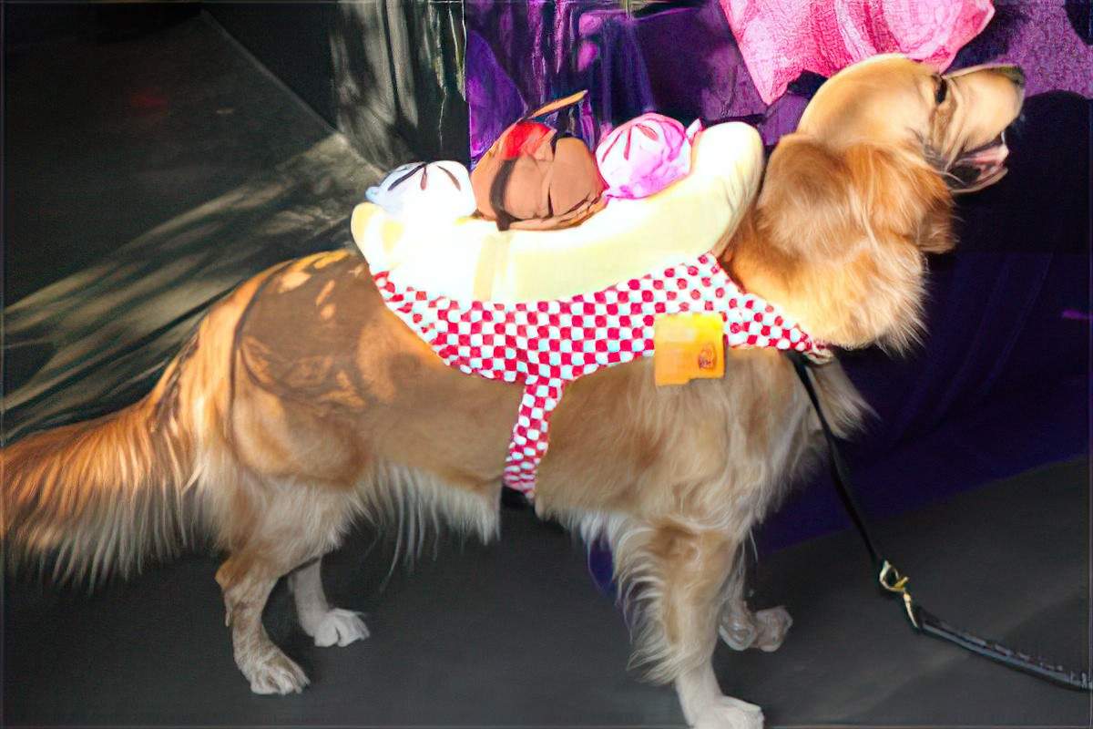 A dog wearing a halloween costume